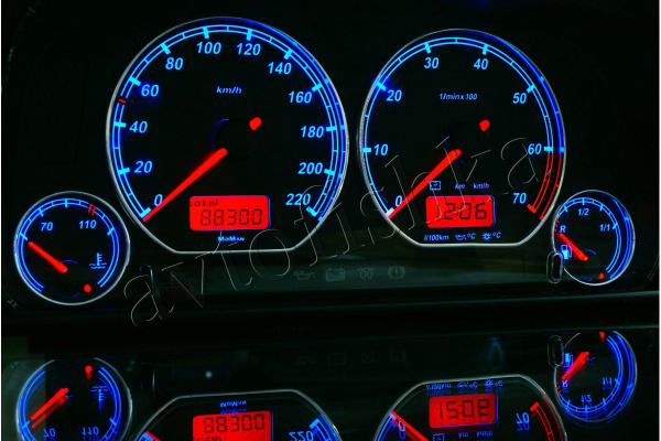 Volkswagen Golf 3 светодиодные шкалы (циферблаты) на панель приборов - дизайн 2