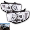 Mitsubishi L200 Triton (2005-) фары передние линзовые хромированные, со светящимися ободками, комплект 2 шт.