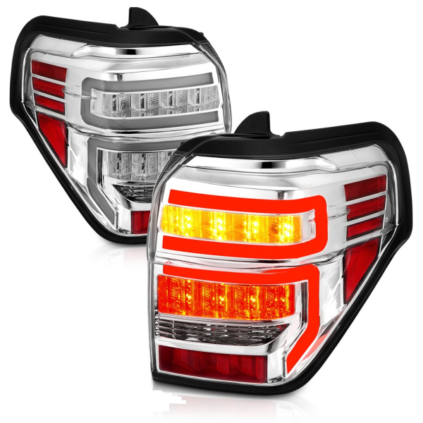 Toyota 4Runner (2010-2023) задние фонари хромированные с LED-полосой и динамическими сигналами