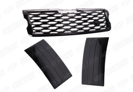 Land Rover Range Rover 4 поколение 2012 - 2017 Решетка радиатора черная с черными жабрами стиль 2018 Range Rover Vogue.