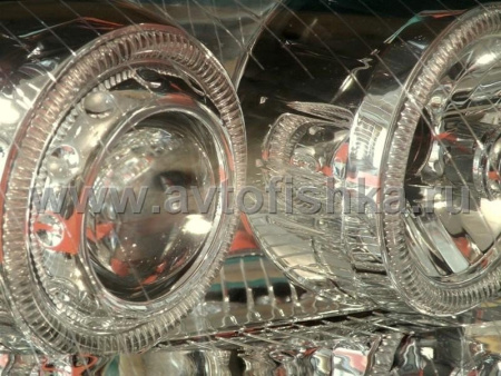 Audi A4 (01-04) фары передние линзовые хромированные, со светящимися ободками, под корректор, комплект 2 шт.