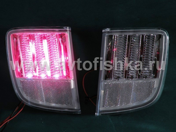 Toyota Land Cruiser 200 (08-) фонари заднего бампера светодиодные хромированные, комплект 2 шт.