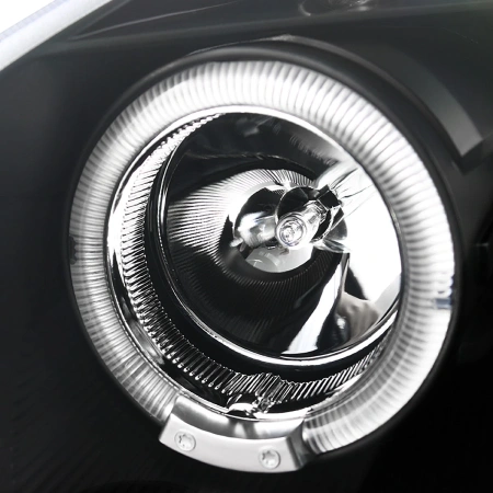 Toyota Celica 2000-2005 фары передние линзовые черные, со светящимися ободками LED