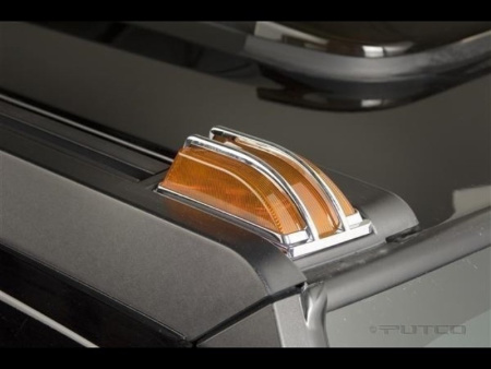 Hummer H2 (02-08) хромированные накладки верхних угловых габаритных фонарей на крыше, комплект 4 шт.