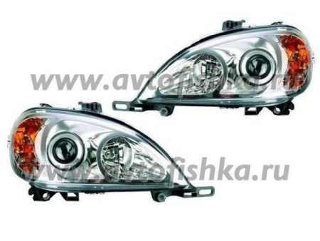 Mercedes ML W163 (98-05) фары передние линзовые хромированные, комплект 2 шт.