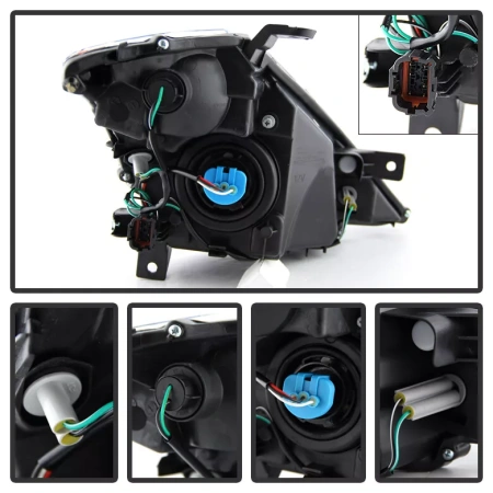 Nissan Murano Z50 (2003-2008) черные передние тюнинговые фары, комплект 2 шт.