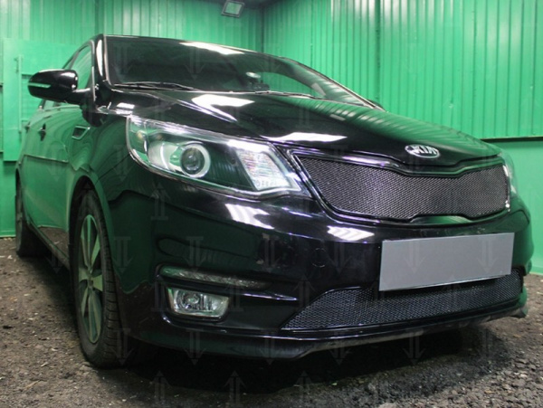 Kia Rio (15–) Защита радиатора Premium, чёрная, верх