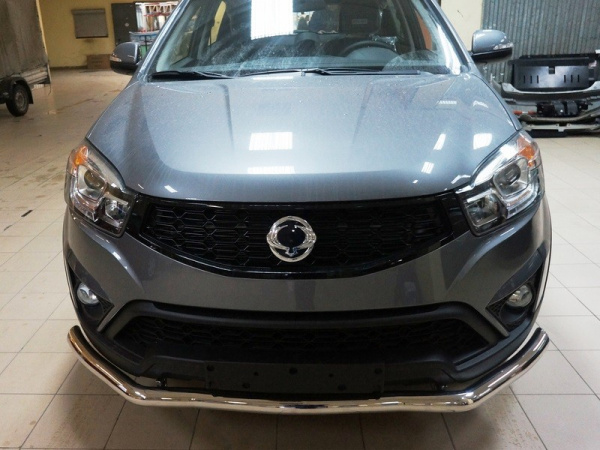 SsangYong Actyon (14–) Защита переднего бампера одинарная d 60 мм, нерж.
