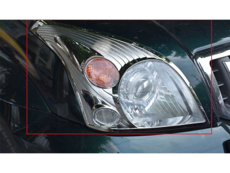 Toyota Land Cruiser Prado 120 (02-09) накладки передних фар хромированные, комплект 2 шт.