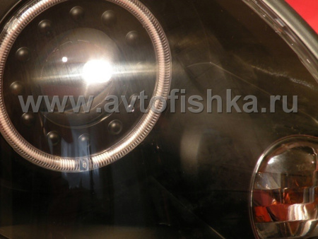 Lexus GS300, GS400, GS430, Toyota Aristo (97-05) фары передние линзовые черные со светящимися ободками, под ксенон, комплект 2 шт.