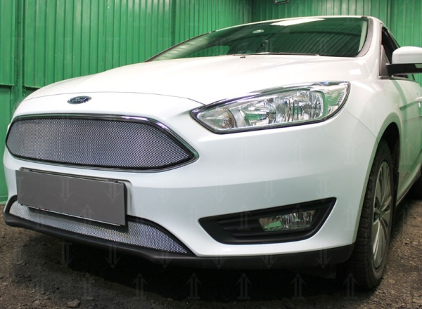Ford Focus (14–) Защита радиатора, хром, верх