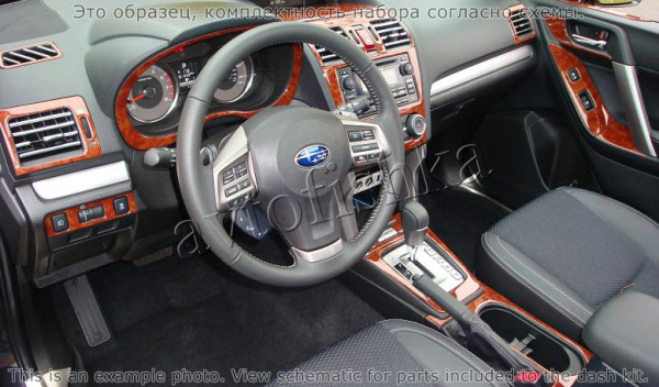 Декоративные накладки салона Subaru Forester 2014-н.в. полный набор, с навигацией.