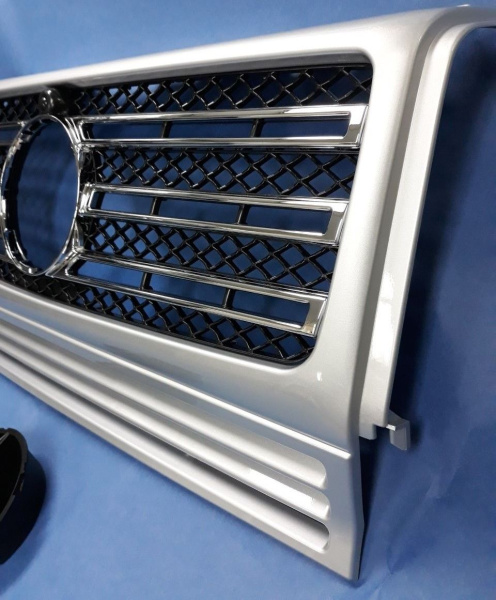 Mercedes G-class W463 (1989-2013) решетка радиатора, Дизайн G500, серебро с хромом