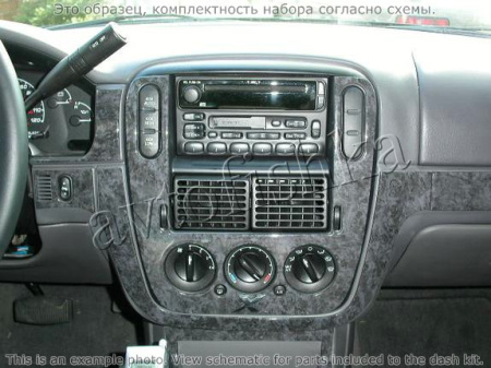 Декоративные накладки салона Ford Explorer 2002-2005 базовый набор, без OEM, с ручной A/C Controls, 19 элементов.