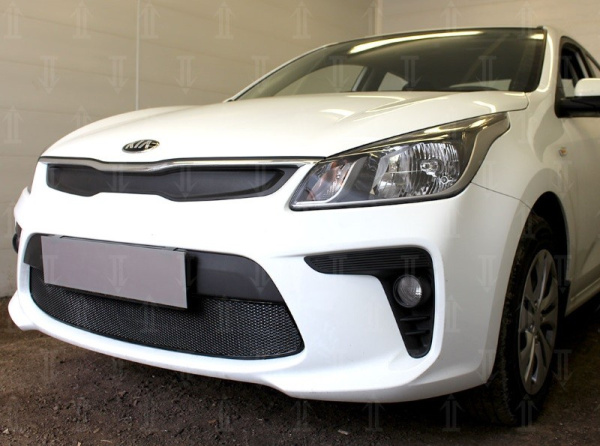 Kia Rio (17–) Защита радиатора Premium, чёрная, низ