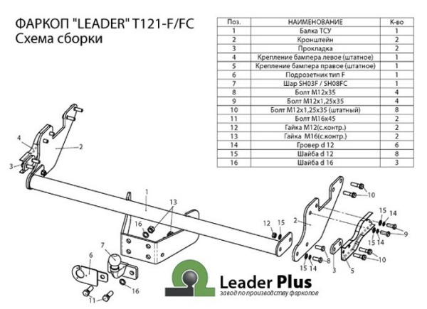Toyota Hilux (15–) Фаркоп (тягово-сцепное устройство) (4WD)