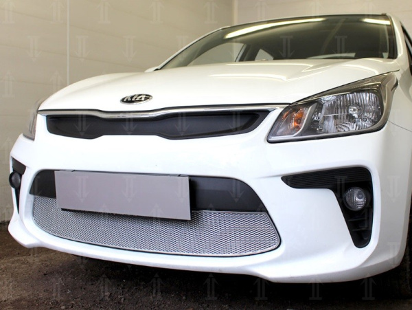 Kia Rio (17–) Защита радиатора Premium, хром, низ