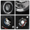 Ford Excursion (00-05) фары передние линзовые черные со светящимися ободками, со светодиодной подсветкой, комплект 2 шт.