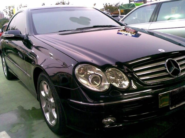 Mercedes CLK W208 (98-02) фары передние линзованные хромированные, со светящимися ободками, комплект 2 шт.