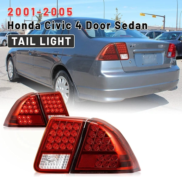 Honda Civic 2001-2005 седан фонари задние светодиодные красно-хромированные