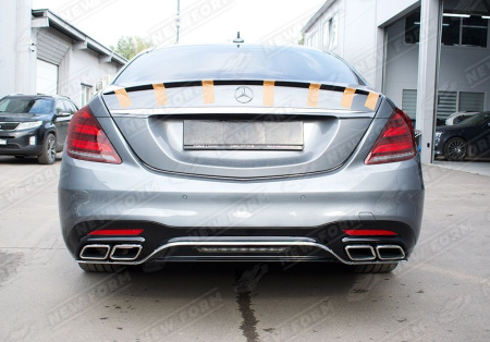 Mercedes-Benz S-Klasse W222 рестайлинг 2017 - 2020 Диффузор 6.3 AMG с насадками на глушитель