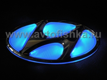 Hyundai задняя эмблема с двухрежимной сине-красной подсветкой, (D Type) - большая 68300-2B000