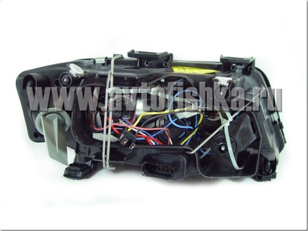 Audi A6 Allroad (01-05) фары передние линзовые хромированные, со светящимися ободками, под корректор, комплект 2 шт.