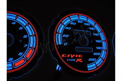 Honda Civic (92-95) светодиодные шкалы (циферблаты) на панель приборов - дизайн 6