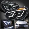 Mercedes C-class W203 (00-07) фары передние линзовые черные, светодиодные 