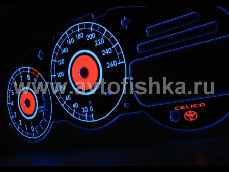 Toyota Celica (00-05) светящиеся шкалы приборов - накладки на циферблаты панели приборов