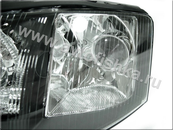 Audi A6 Allroad (01-05) передние линзовые фары черные, со светящимися ободками, под ксенон и корректор, комплект 2 шт.