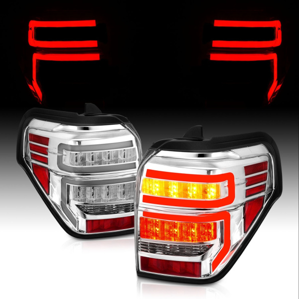 Toyota 4Runner (2010-2023) задние фонари хромированные с LED-полосой и динамическими сигналами