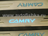 Toyota Camry V30 (2002-2006) накладки порогов дверных проемов, из нержавеющей стали с подсветкой CAMRY.