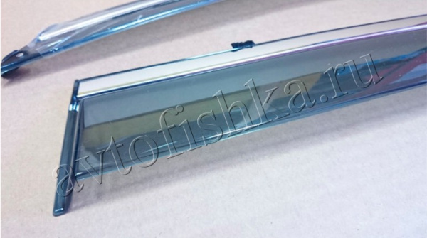 Toyota Land Cruiser Prado (03–09) Дефлекторы боковых окон с нерж. молдингом, OEM стиль