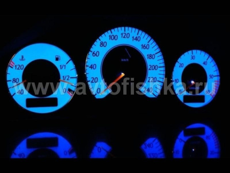 Mercedes W202 C class 1995-2000 светящиеся шкалы приборов - накладки на циферблаты панели приборов, дизайн № 2