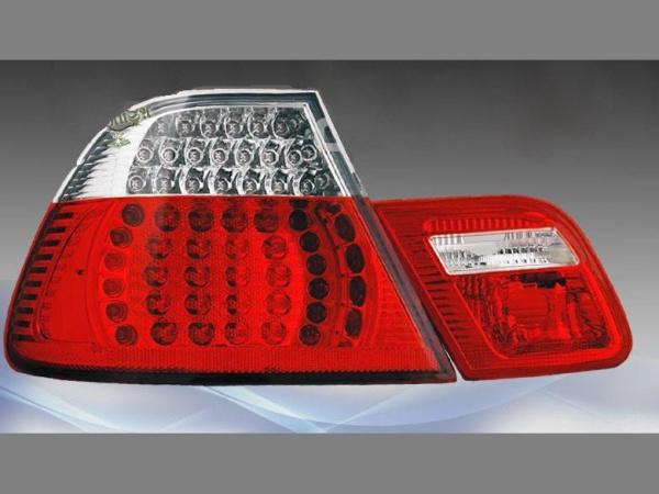BMW 3 E46 (98-01) 2 дв. фонари задние светодиодные красно-белые, внешние, комплект 2 шт.