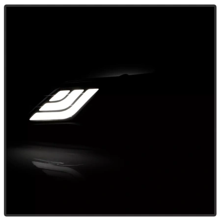 Toyota Camry XV50 дорестайл (2012-2014) передние тюнинговые черные линзовые фары со светодиодной подсветкой в стиле Volkswagen