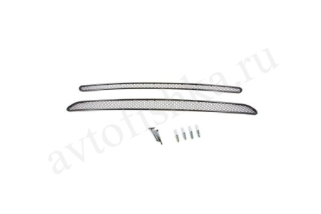 Защитная накладка с сеткой на решетку переднего бампера Kia Sportage III с 2010 г., 2 части