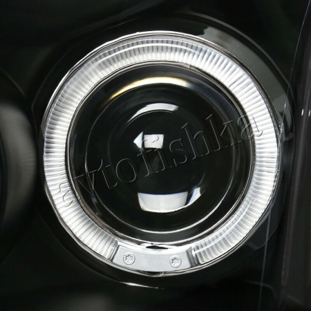 Dodge Magnum (05-08) фары передние линзовые черные, со светящимися ободками и светодиодной подсветкой, комплект 2 шт.