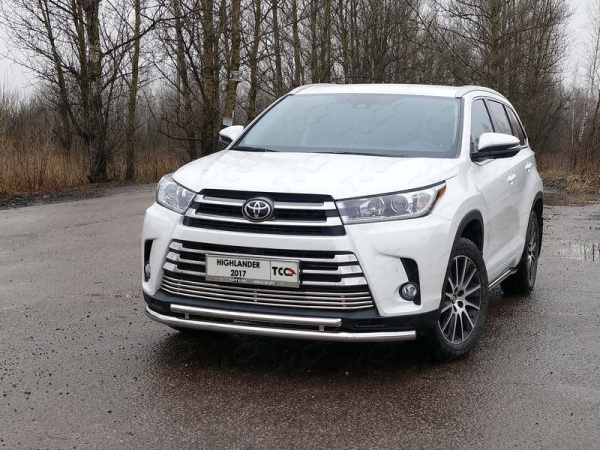 Toyota Highlander (17–) Защита передняя нижняя (двойная) 60/42,4 мм