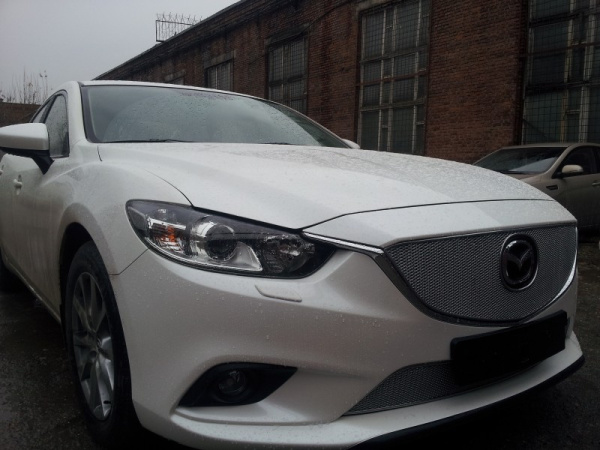 Mazda 6 (12–14) Защита радиатора Premium, хром, низ