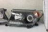 Toyota Land Cruiser 200 (08-15) фары передние линзовые черные, с диодный подсветкой, BROWNSTONE