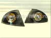 BMW 3 E46 (98-01) 4 дв. фары передние линзовые черные, со светящимися ободками, с поворотниками, комплект лев.+прав.