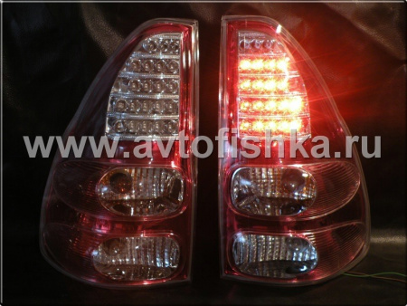 Toyota Land Cruiser Prado 120 (02-) фонари задние светодиодные вишневые с хромом, комплект 2 шт.