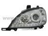 Mercedes ML W163 (98-05) фары передние линзовые хромированные, со светящимися ободками и с нижней светодиодной подсветкой, с мотором электрокорректора, комплект 2 шт.