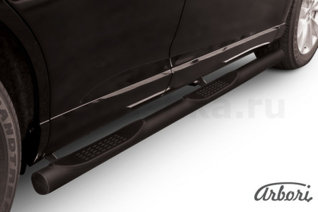 Защита штатных порогов Arbori d76 с проступями черная TOYOTA VENZA 2012-