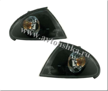BMW 3 E46 (98-01) 4 дв. седан поворотники передние прозрачные черные, комплект 2 шт.