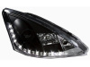 Ford Focus 1 (01-04) Europe+USA передние фары линзовые черные, со светодиодной подсветкой, комплект 2 шт.