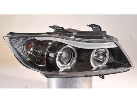 BMW 3 E90, E91 (05-08) фары передние линзовые черные, со светящимися ободками, комплект 2 шт.