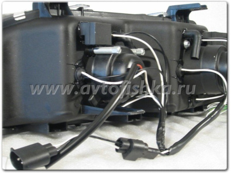 BMW 5 E39 фары передние, линзовые, с желтым поворотником, черные, комплект 2 шт.